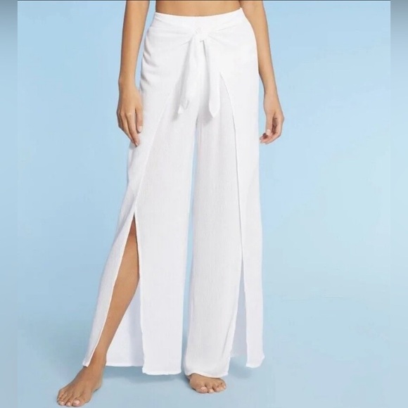 Kona Sol Other - NEW Kona Sol Swim Tie Front Cover Up Pants Side Split White Size XL